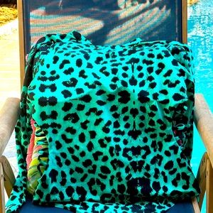 LS One Piece Aqua and black Animal Print Swimsuit New 2X